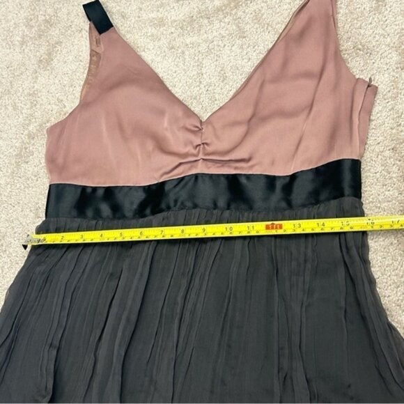 Zara silk satin V-neck sleeveless pleated tiered layered dress Sz  L pink gray - Picture 14 of 15